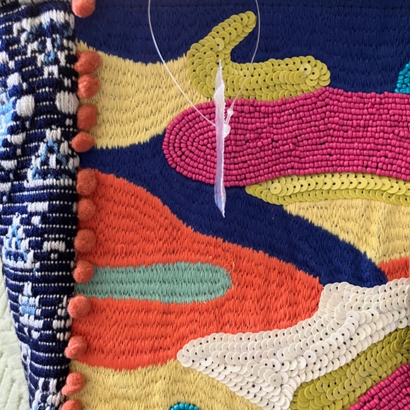 America & Beyond brand;  Medium size; Blue & White with Multi-color sequins - Picture 2 of 10